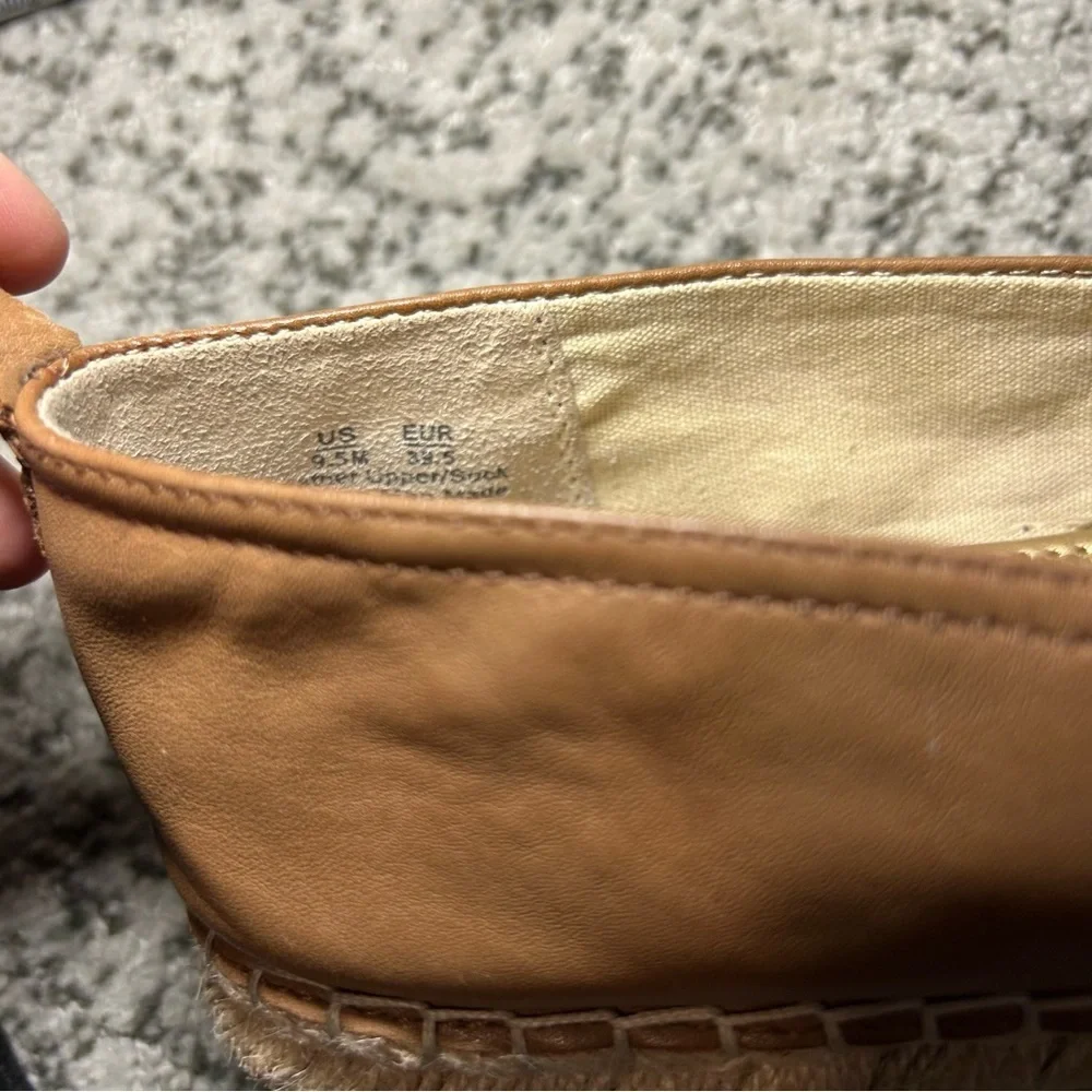 Sam Edelman Brown Kesia Espadrille Leather Slip-On Loafers Size 9.5